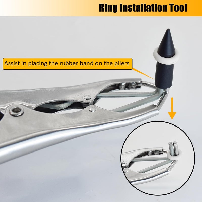 chicarry Goat Banding Kit, Stainless Steel Bander Snap Pliers with 70Pcs 2 Sizes Rings, Ring Installation Tool, Balloon Expander Pliers Tool - Image 5